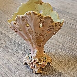 Vintage Pink and Yellow Ceramic Vase